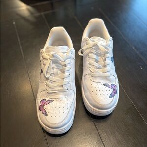 DRIP CREATIONZ White Butterfly Sneakers